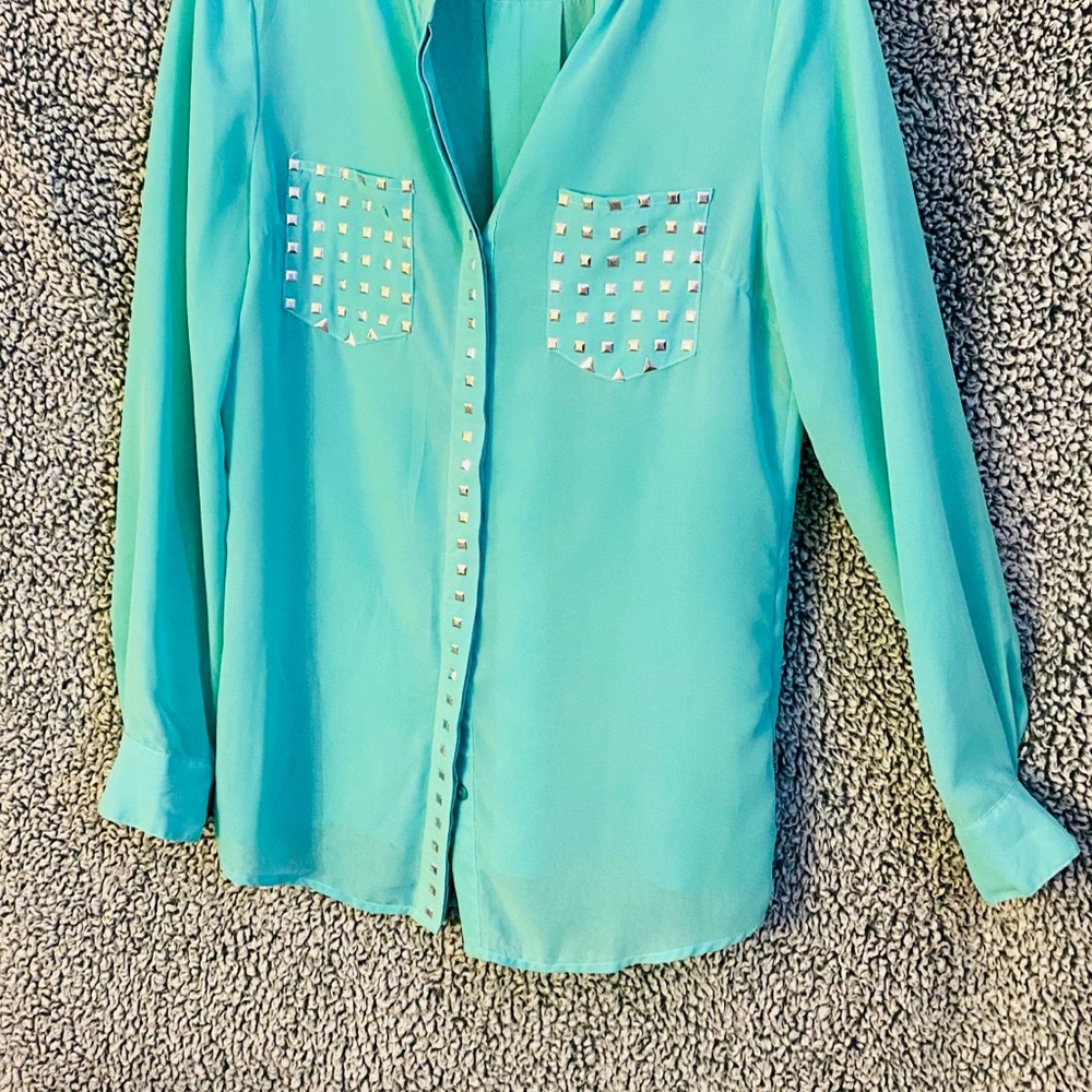 Teal studded blouse